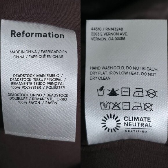 Reformation Zenni Mole‎ Brown Satin Mini Dress Jewel Neck A-Line Size 10 - Picture 9 of 11